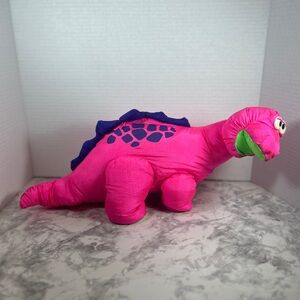 Vintage 90’s Fisher-Price Bright Pink and Purple Dinosaur Plush